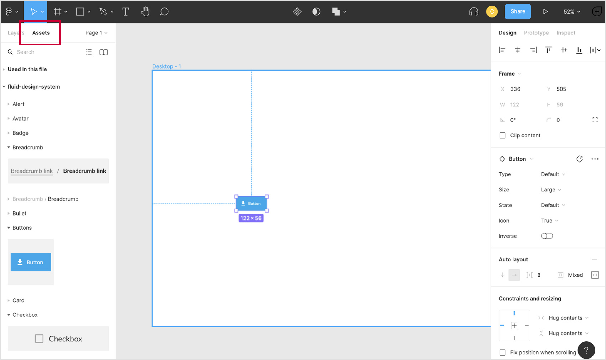 Browsing Engie Fluid Design System assets