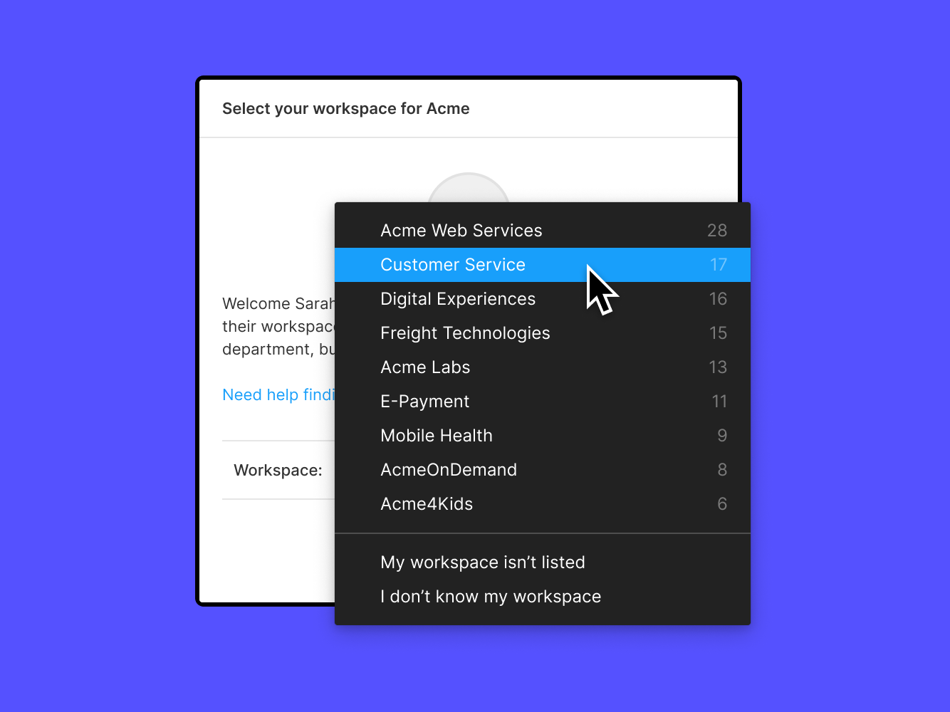 Workspace prompt selection