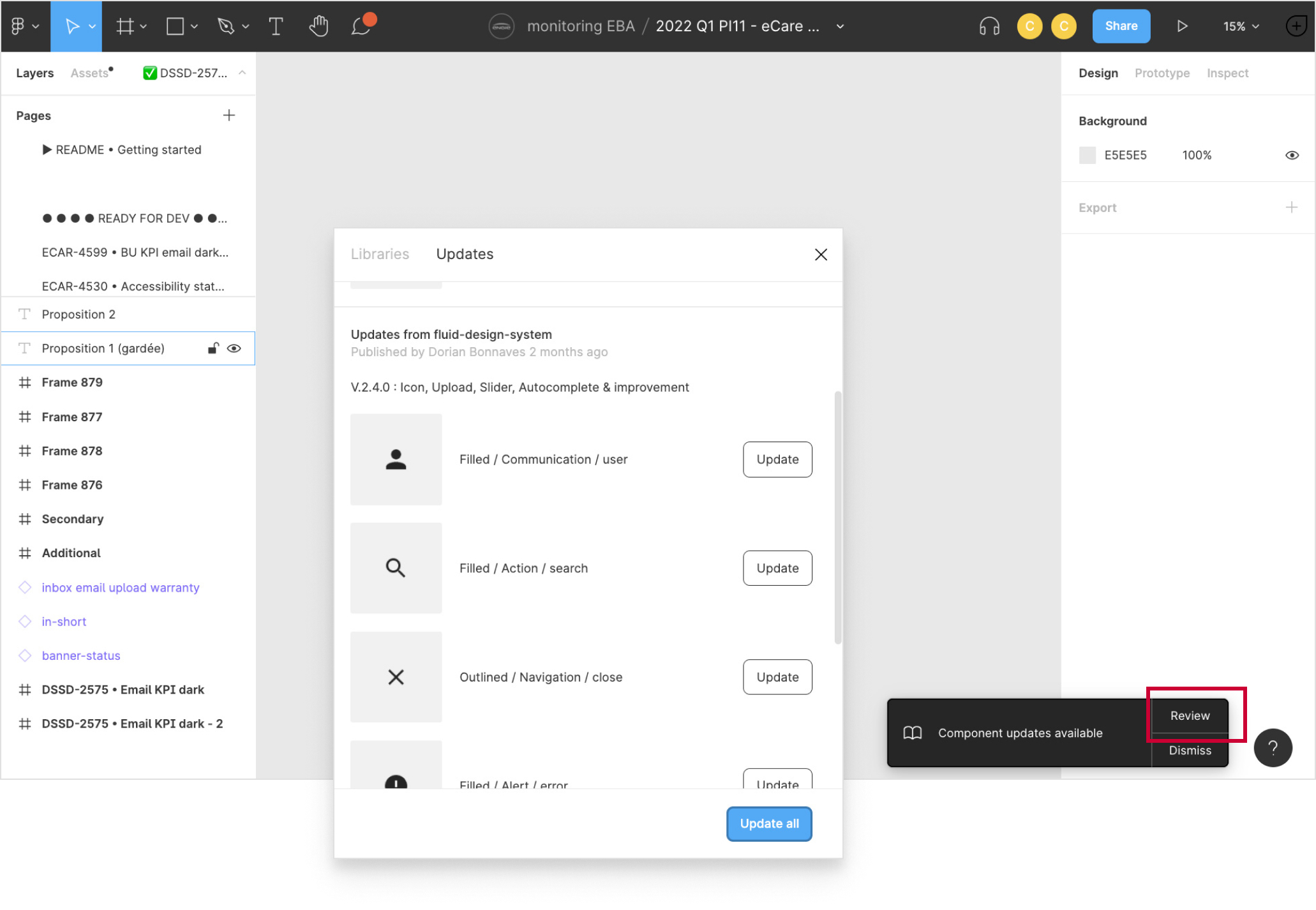 Update Engie Fluid Design System